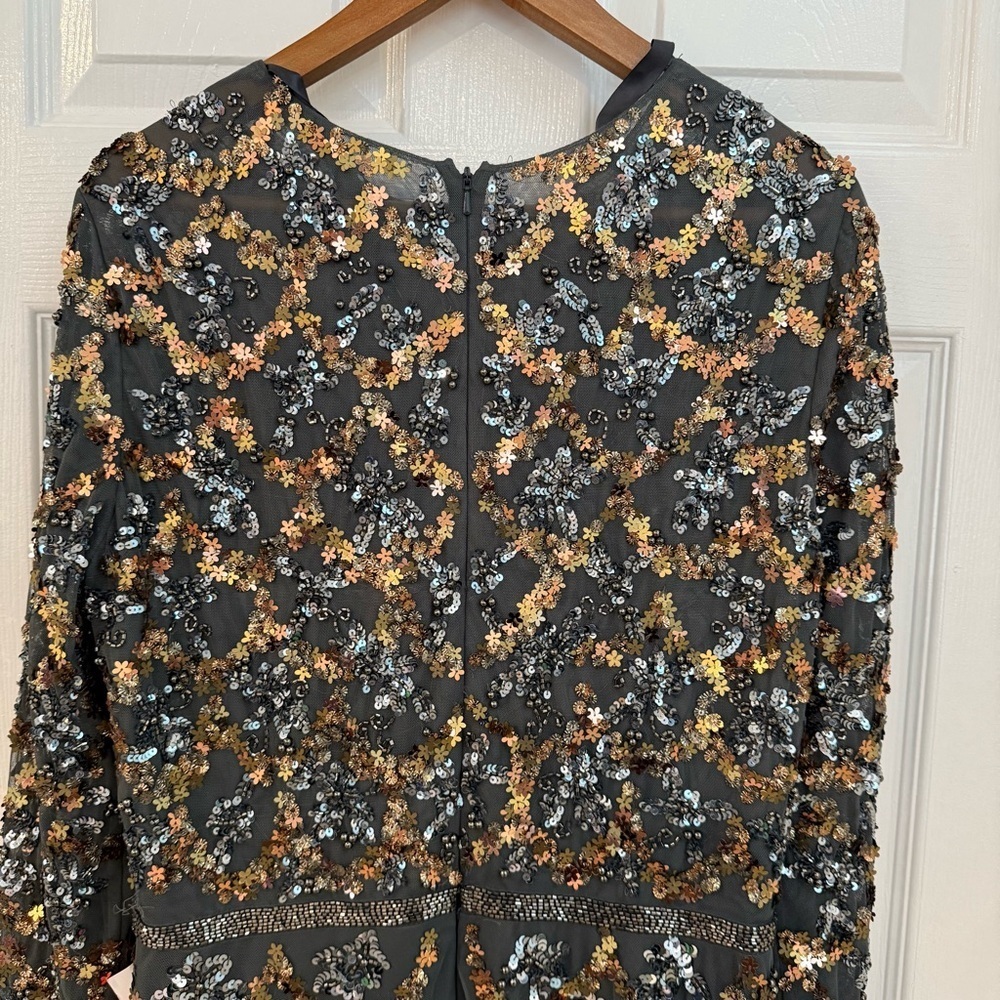 Mac Duggal Long Sleeve High Neck Cocktail Gown Size 14 NWT - Picture 4 of 12